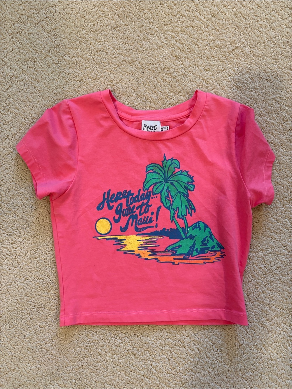 Princess Polly Hot Pink Tropical Graphic Short Sleeve Baby Tee